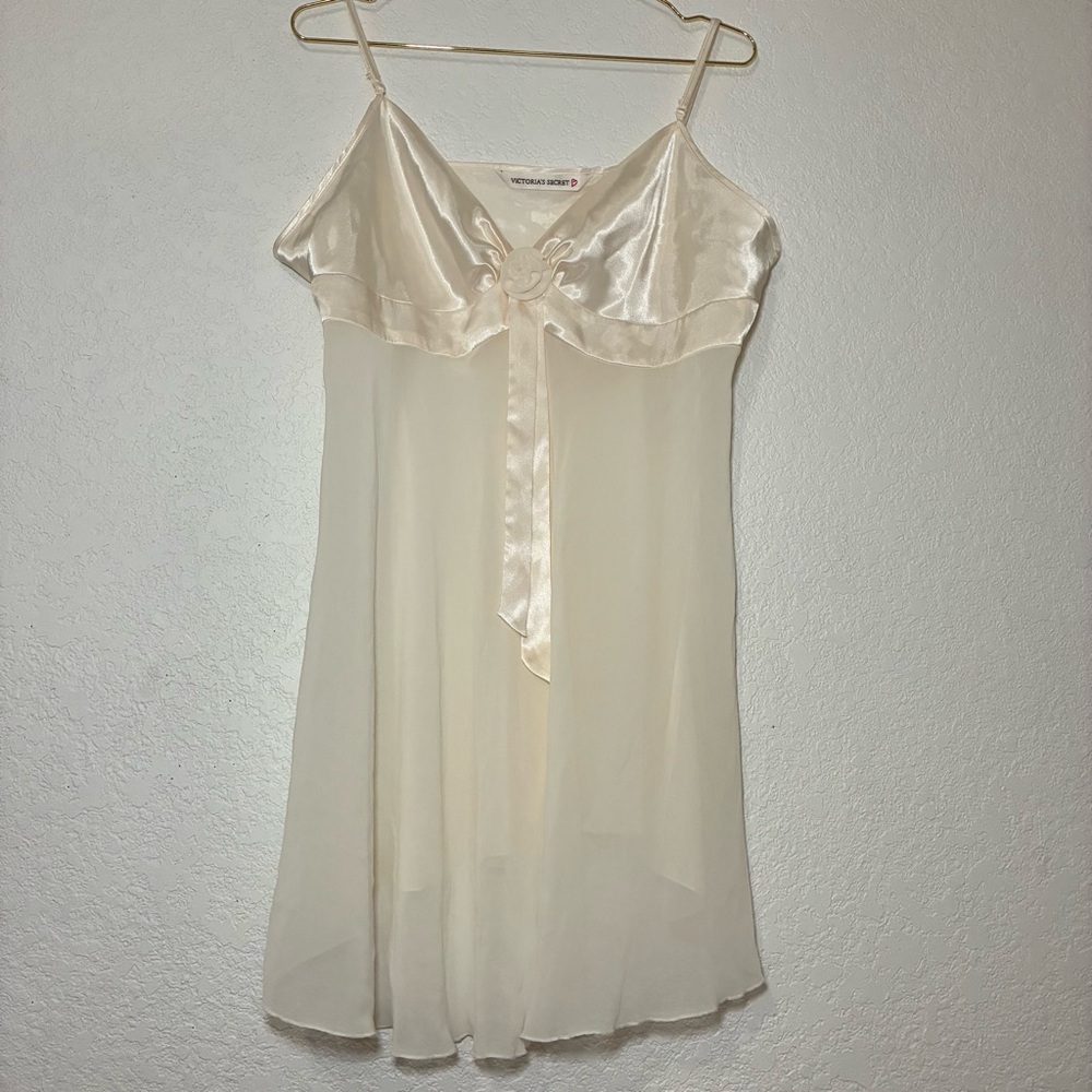 RARE Vintage Victoria’s Secret 90s White Bridal Slip Dress | Sheer Satin Mini